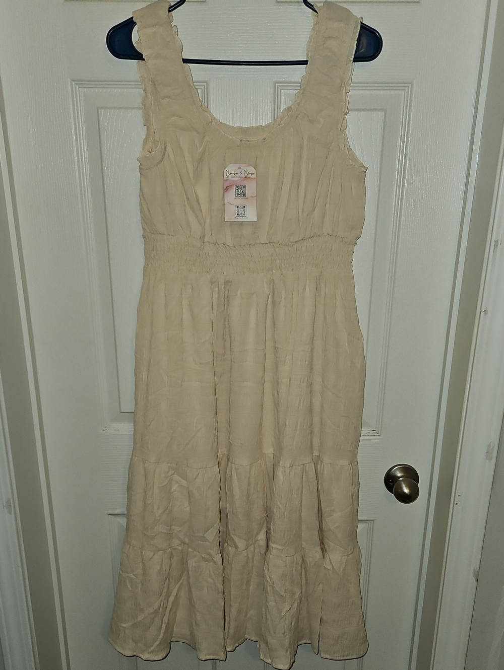 Cream Sleeveless Tiered Summer Dress